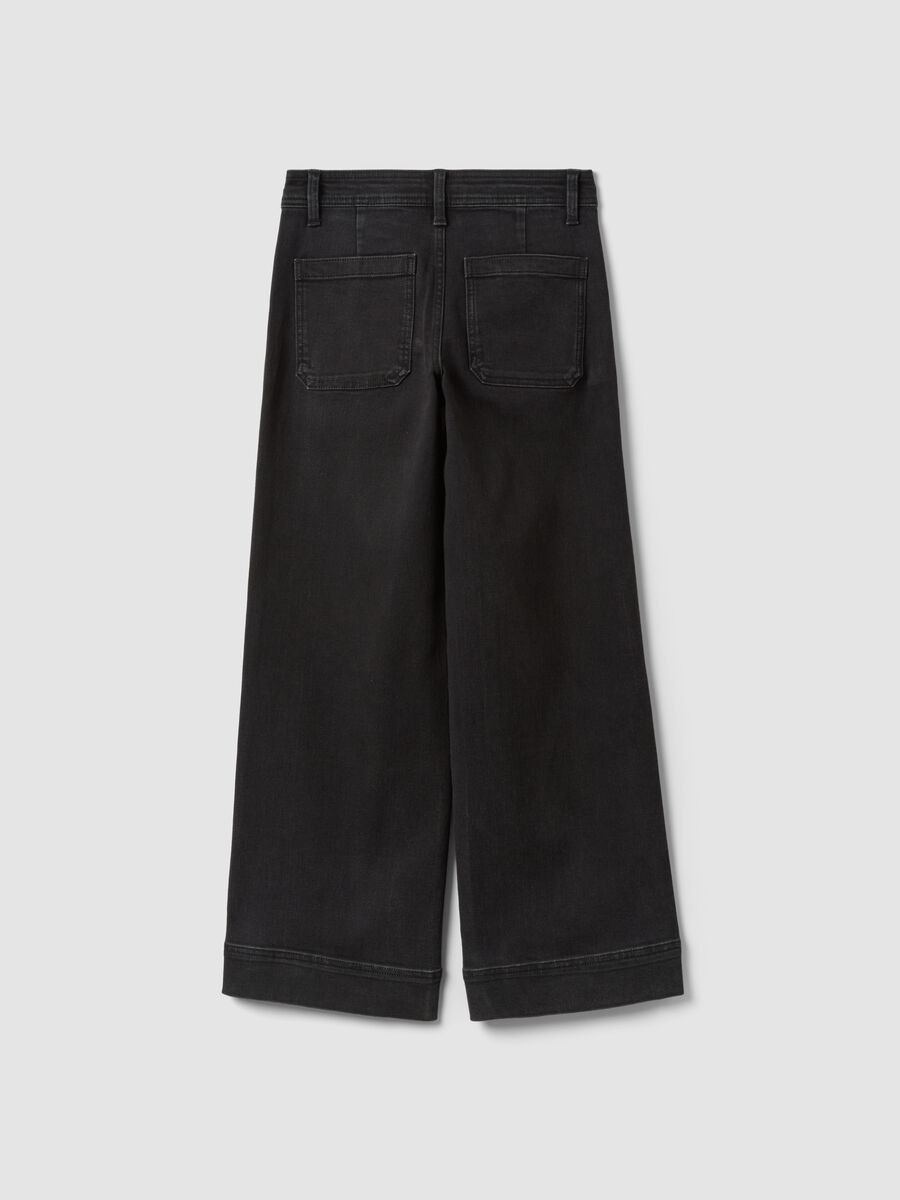 Black wide-leg jeans in stretch cotton_5