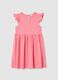 Girls&rsquo; pink dress in 100% cotton with puff sleeves_0