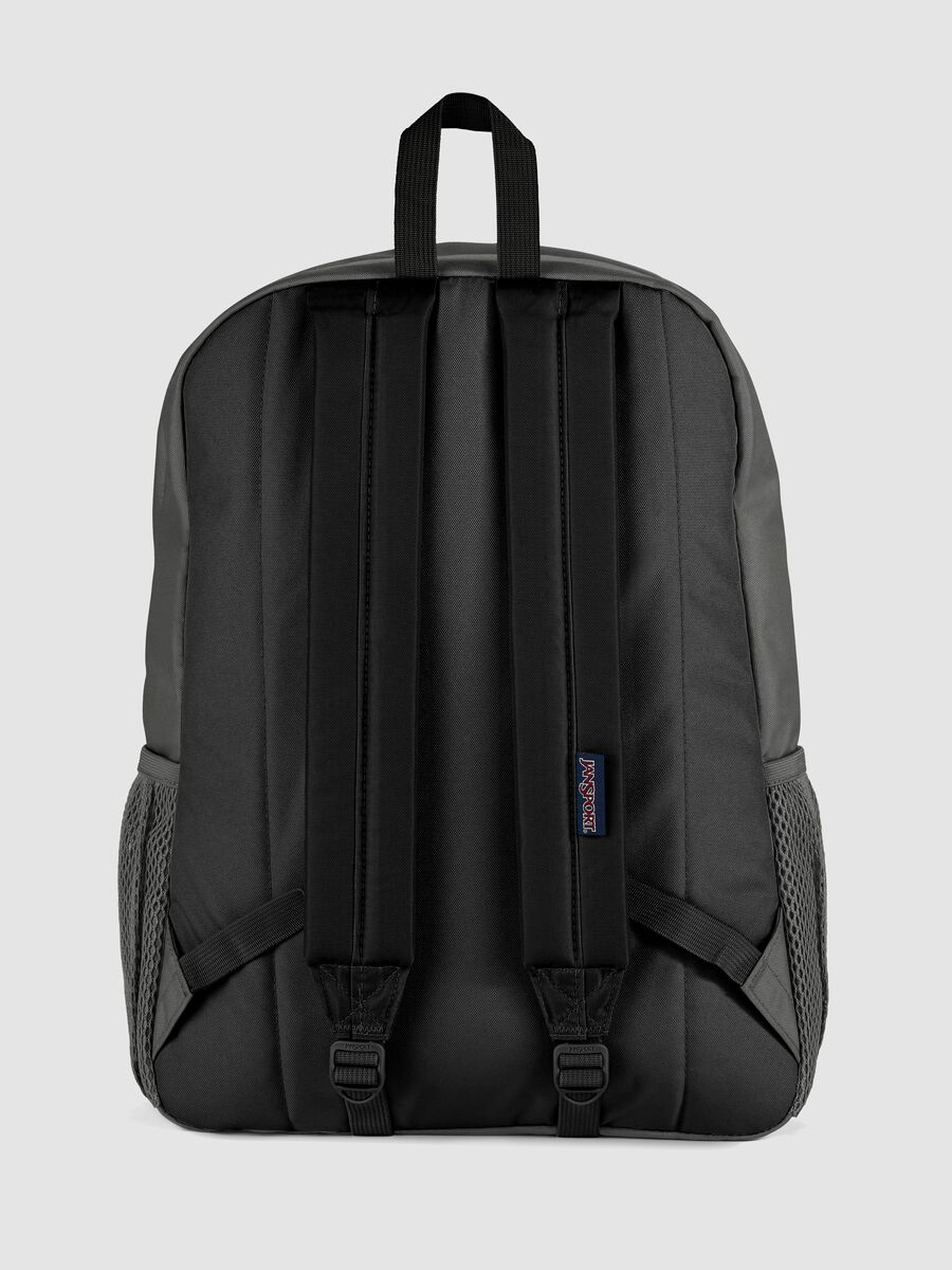 Grey backpack with front pocket and detailing_1