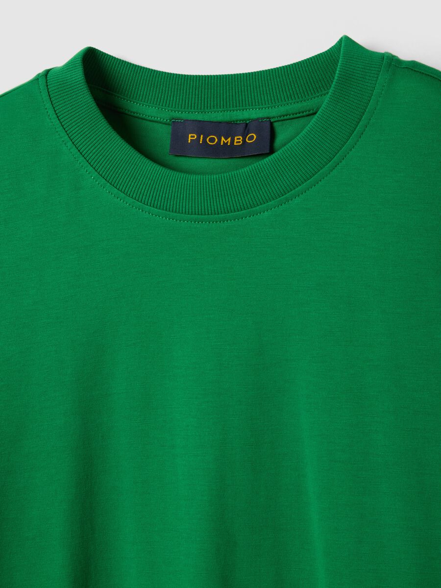 Regular Fit Green Crew Neck Cotton T-shirt_5