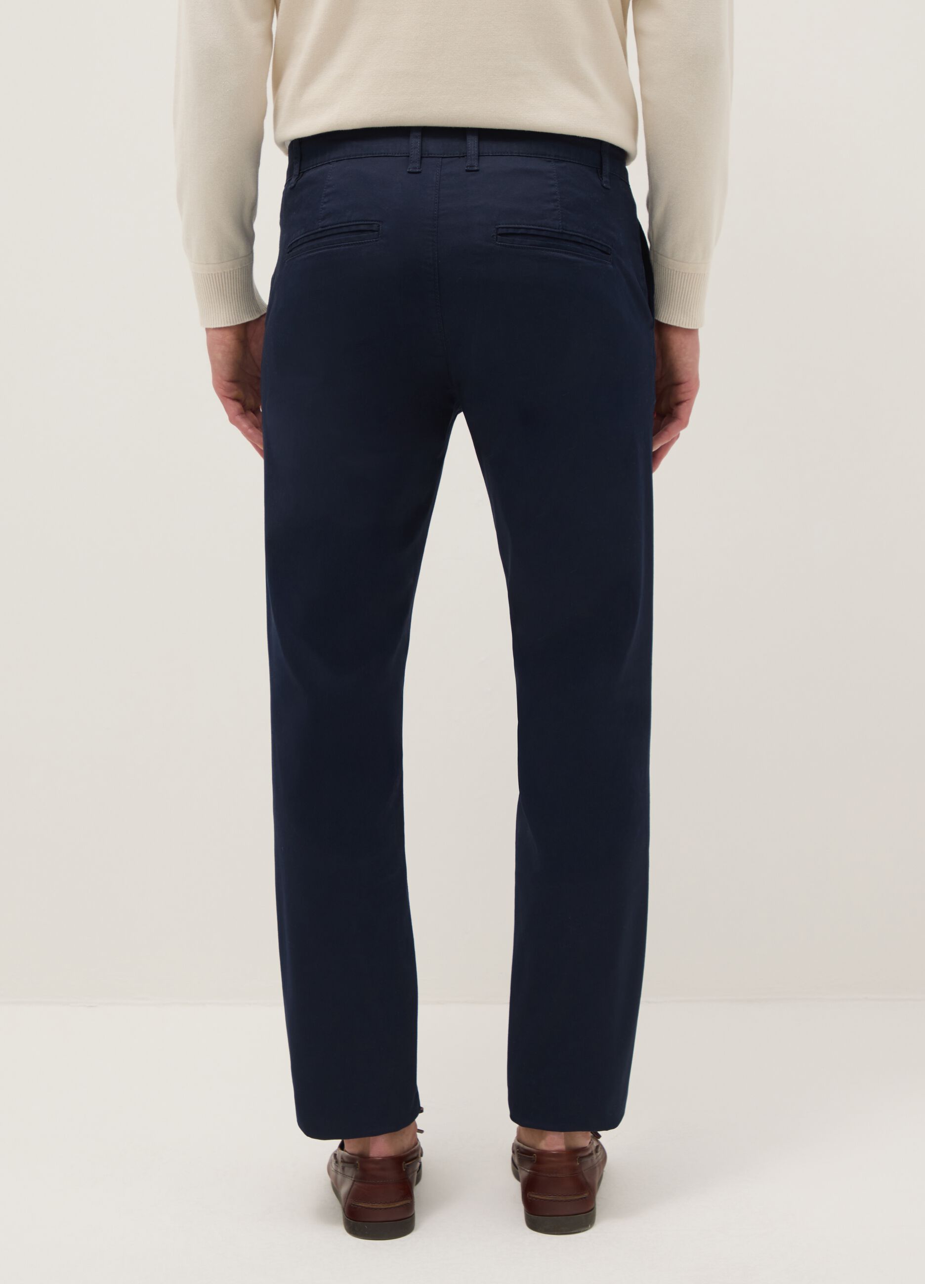 Blue stretchy cotton slim fit chino trousers