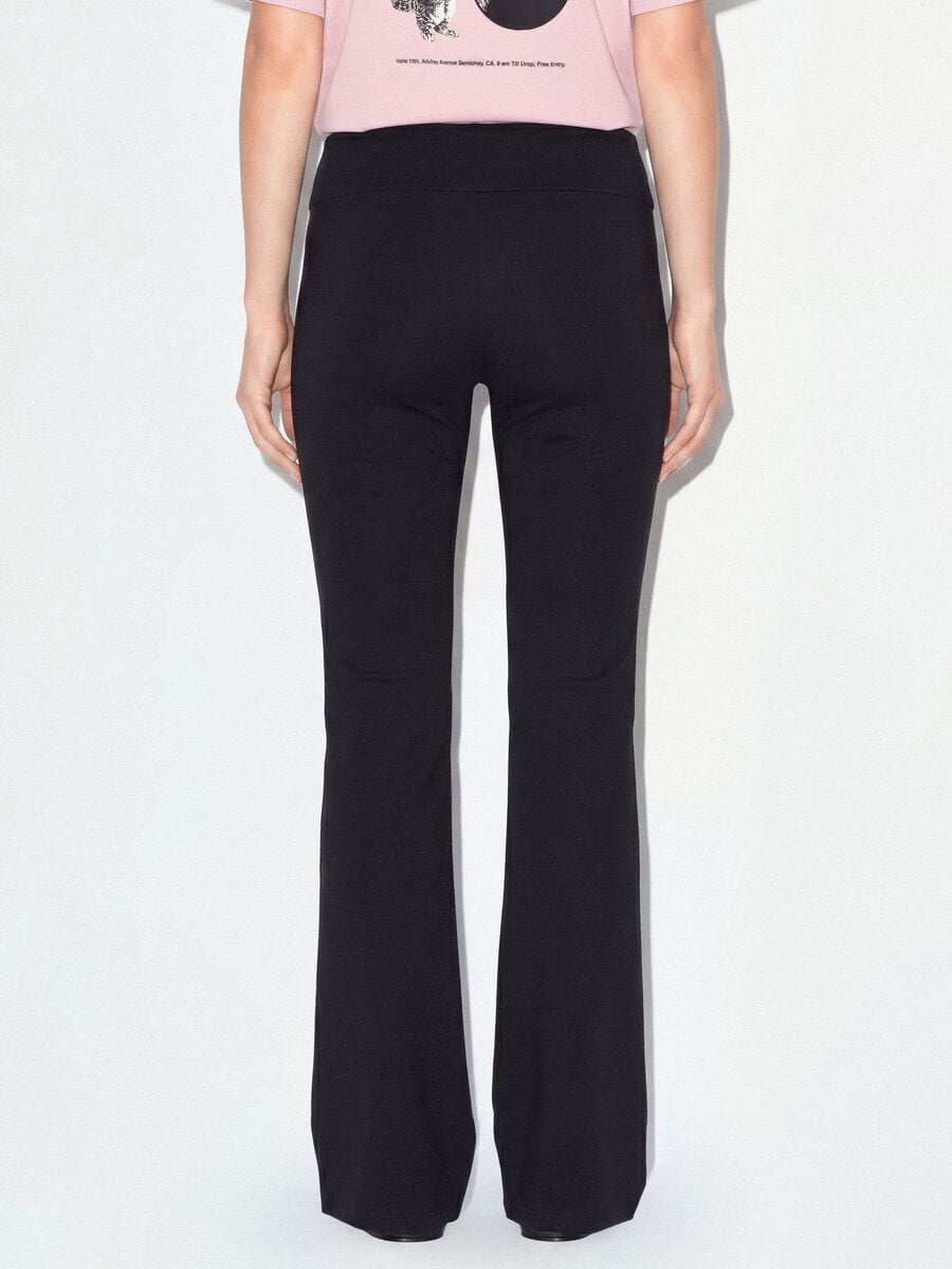 Black stretch cotton flare trousers_3