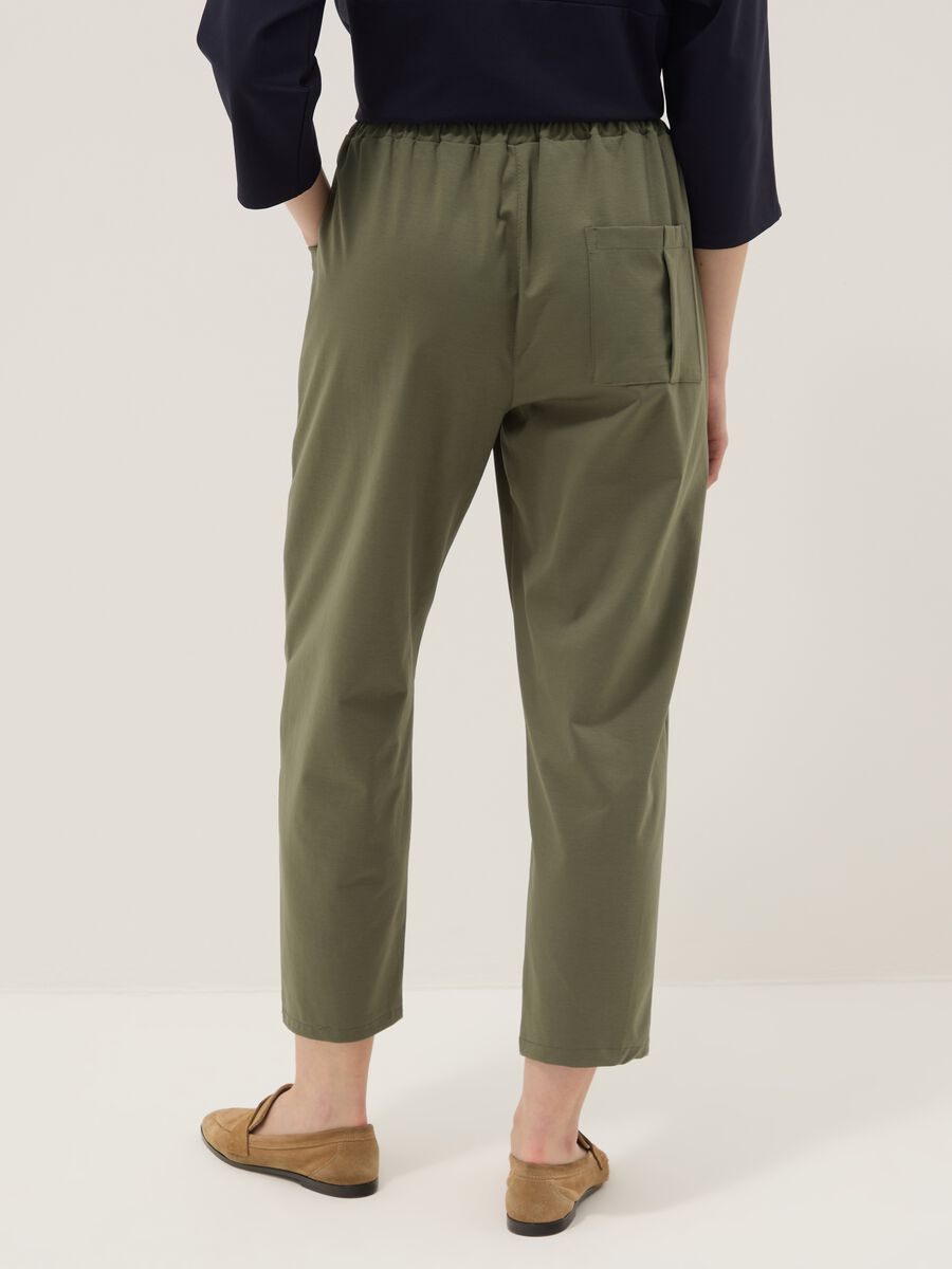 Green stretch-cotton trousers with elasticated waistband, regular fit_2