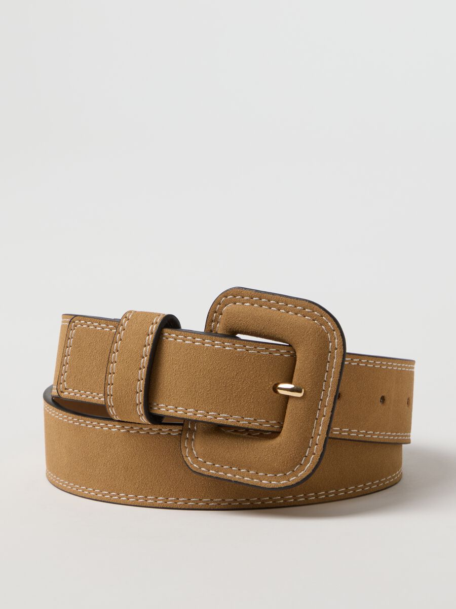 Cintura beige con fibbia quadrata_2