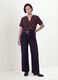 Brown pure viscose blouse with Mandarin collar and animal print, regular fit_0