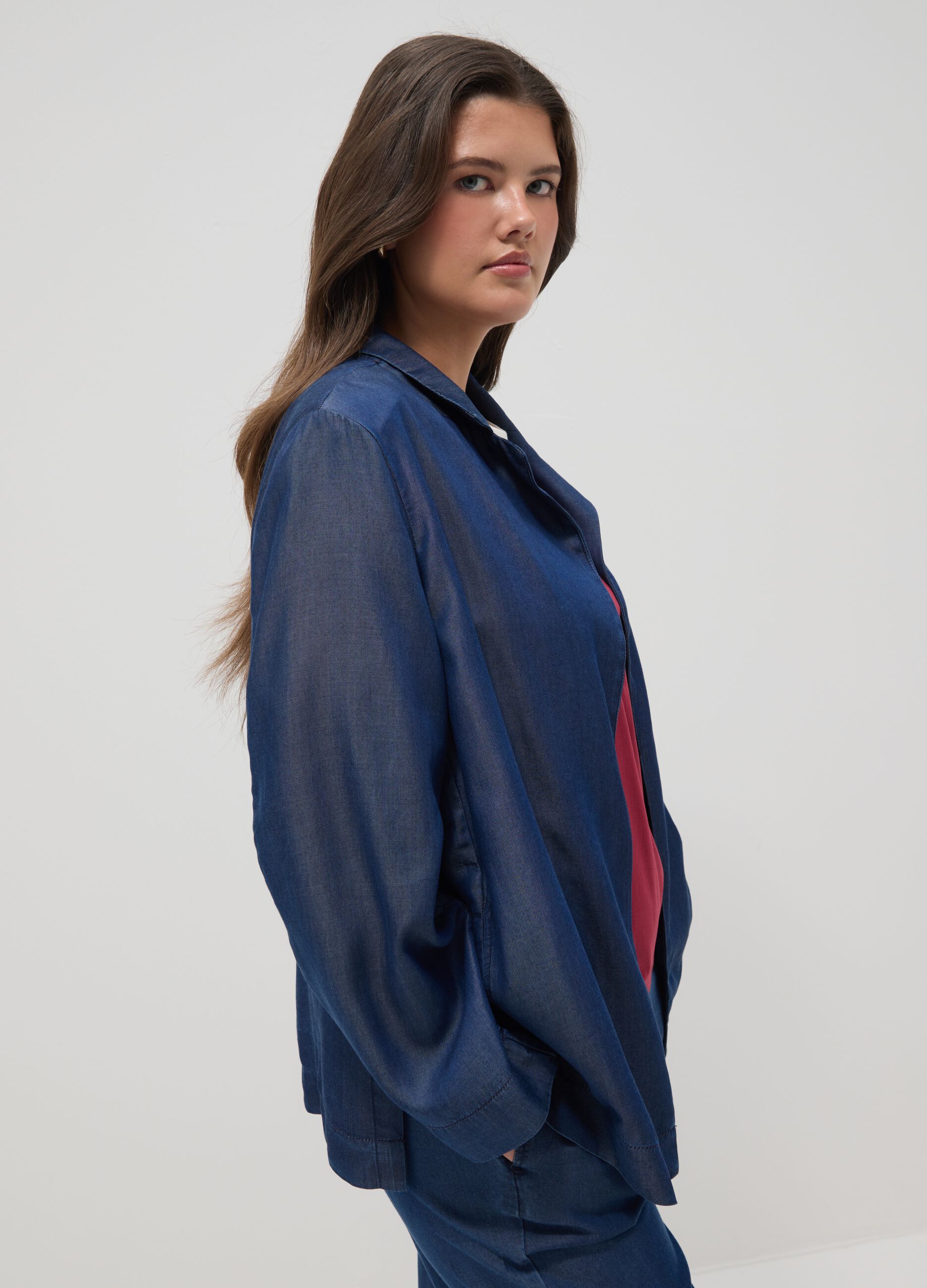 Blue regular fit lyocell blazer