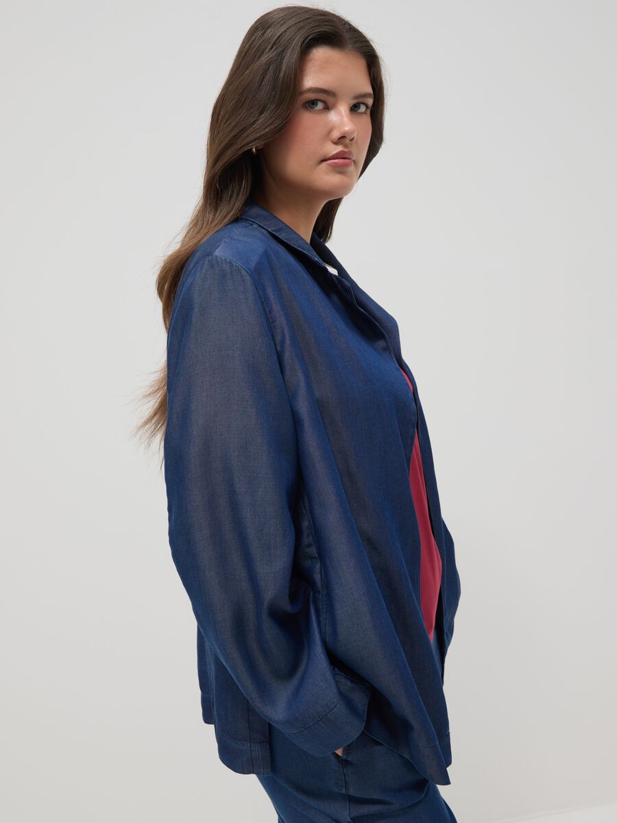 Blue regular fit lyocell blazer_2