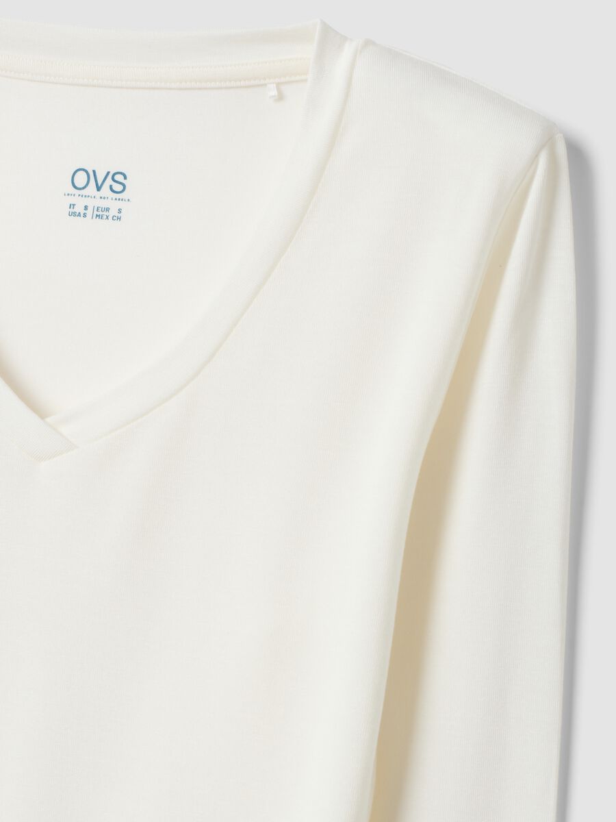 White stretch modal crew-neck T-shirt, regular fit_1