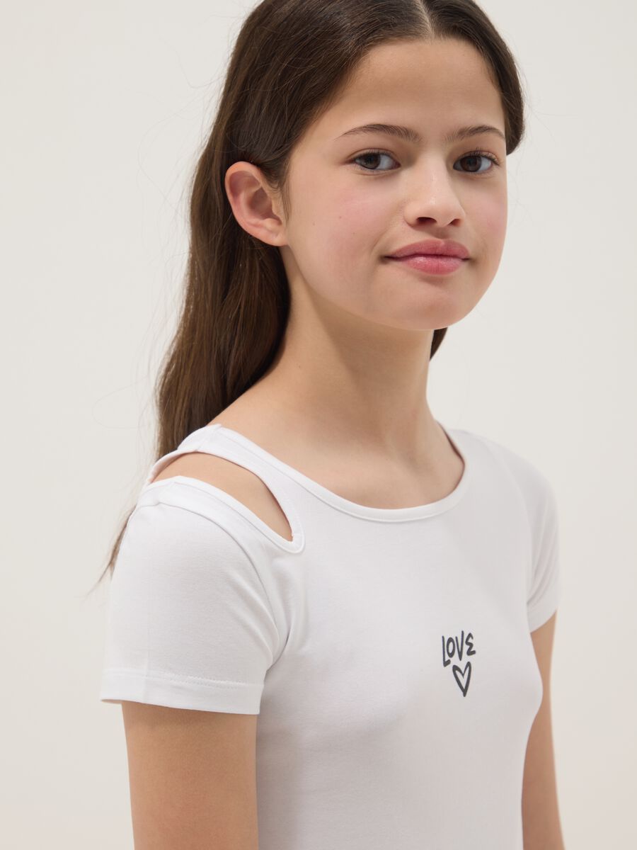 T-shirt in cotone elasticizzato bianca da ragazza slim fit_2