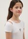 Girls' Slim Fit White Cotton Blend T-shirt_2