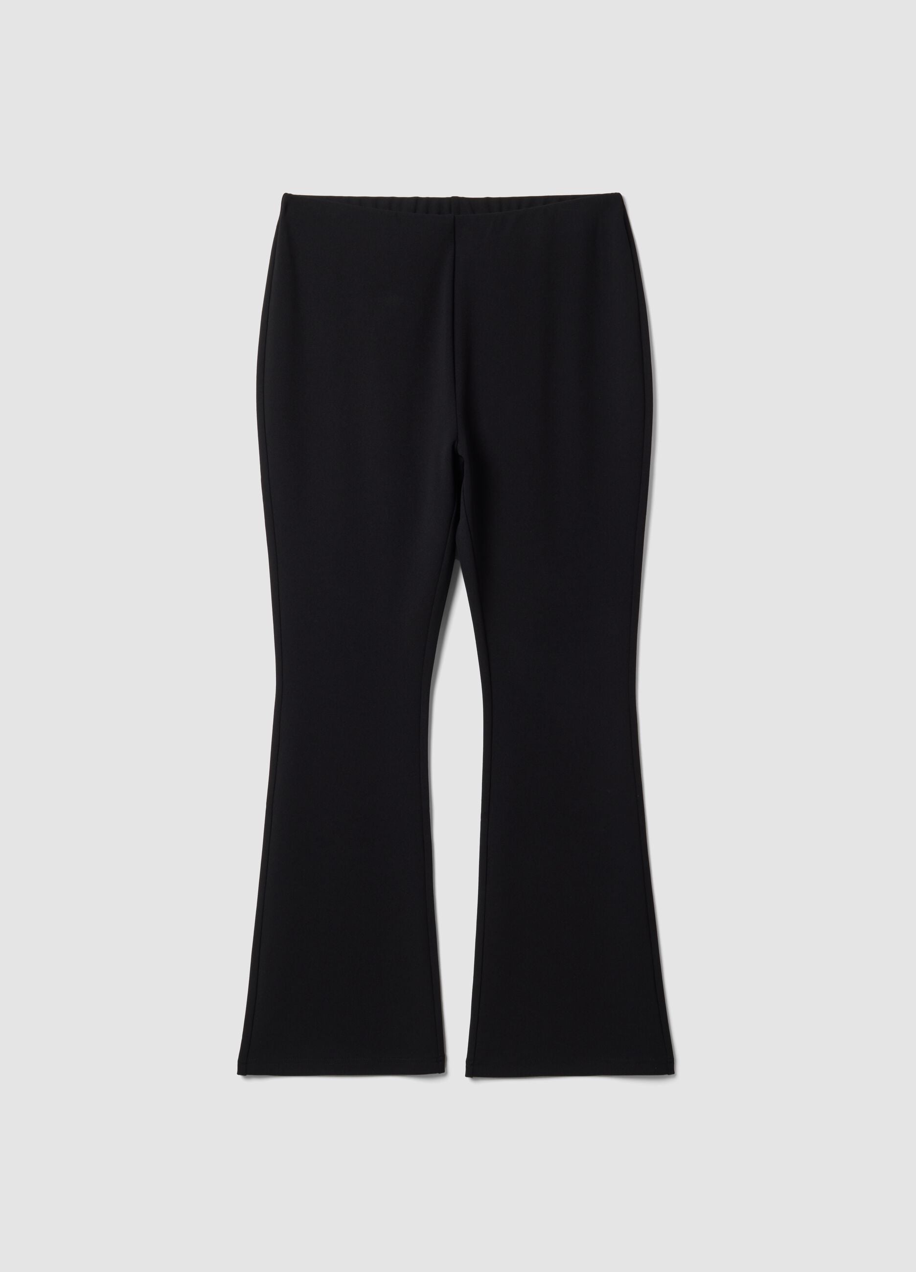 Black flared leggings in stretch fabric