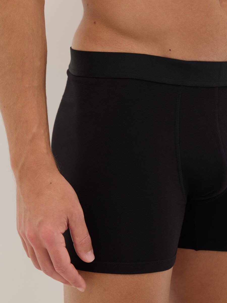 Pack of 3 black mid-length boxer briefs in stretch organic cotton, regular fit_3