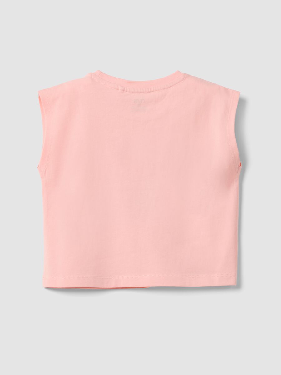 Pink organic cotton printed tank top for girls, regular fit_1