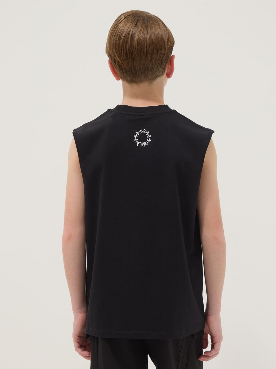 Black pure cotton boys&rsquo; oversized tank top_1