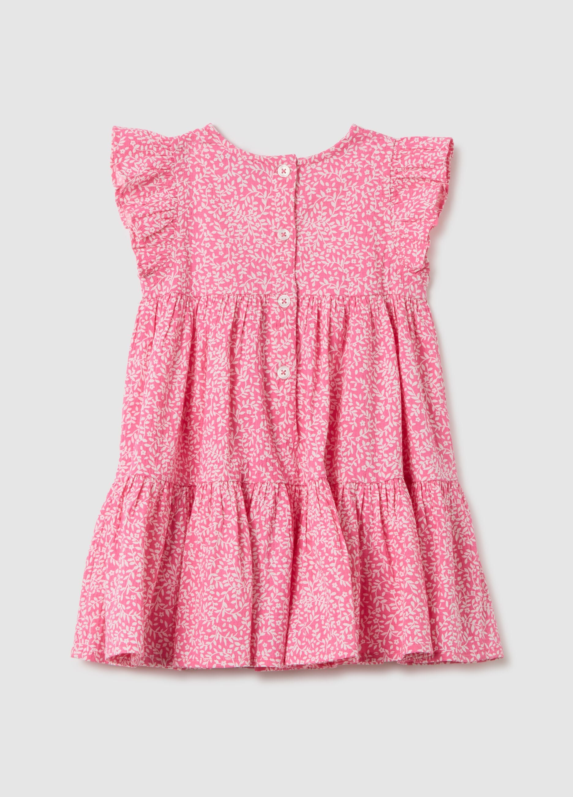 Girls&rsquo; pink dress in cotton blend with regular fit