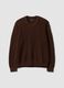 Brown pure cotton jumper with deep V-neck, regular fit_4