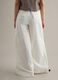 White cotton blend flare trousers with regular waist_2