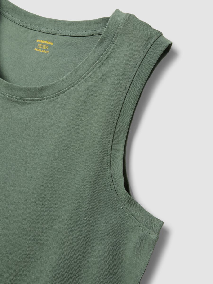 Green crew-neck vest top in pure cotton, regular fit_5