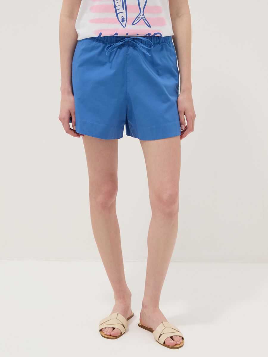 Blue stretch cotton shorts_1