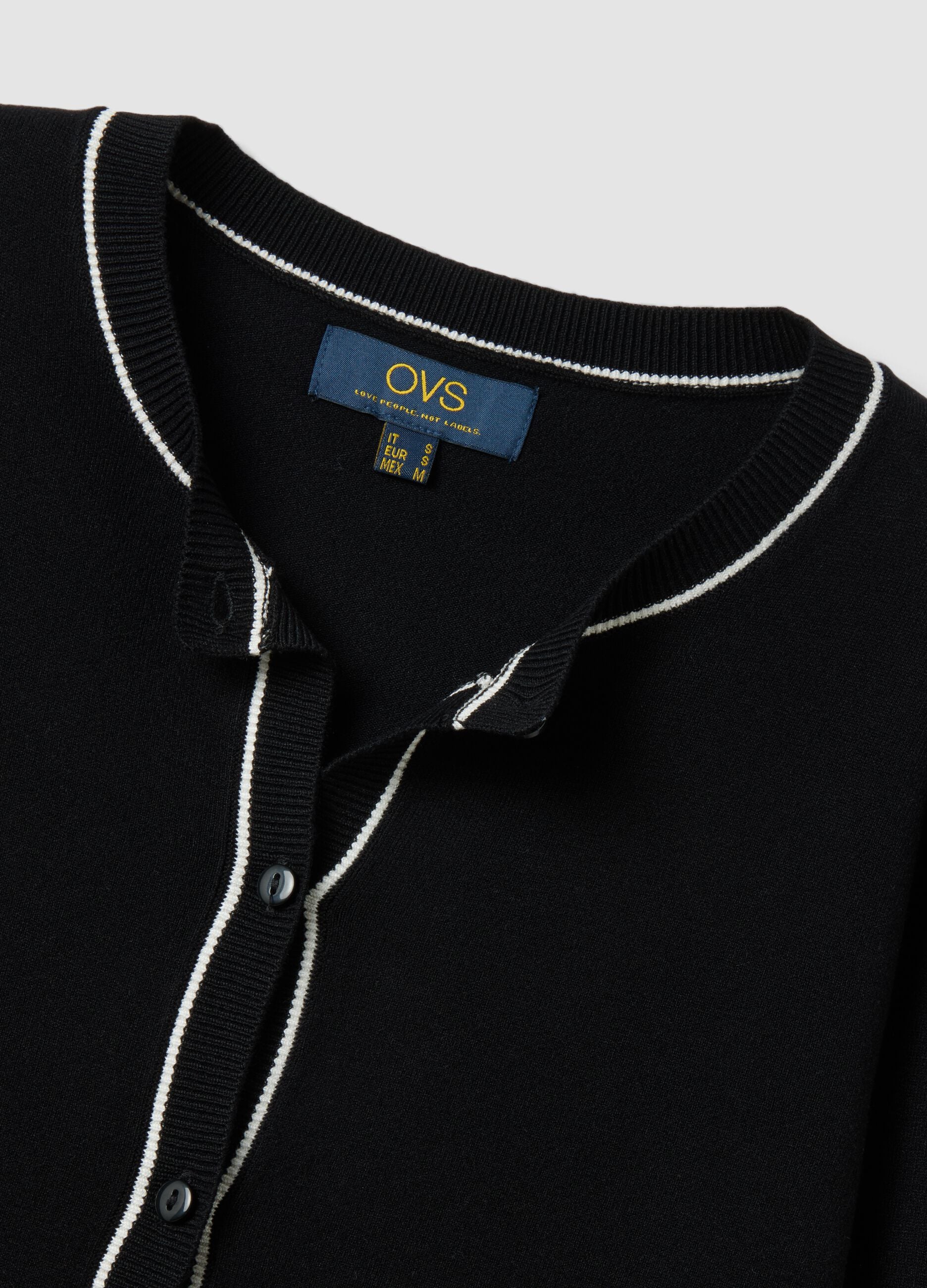 Black stretch viscose regular-fit cardigan
