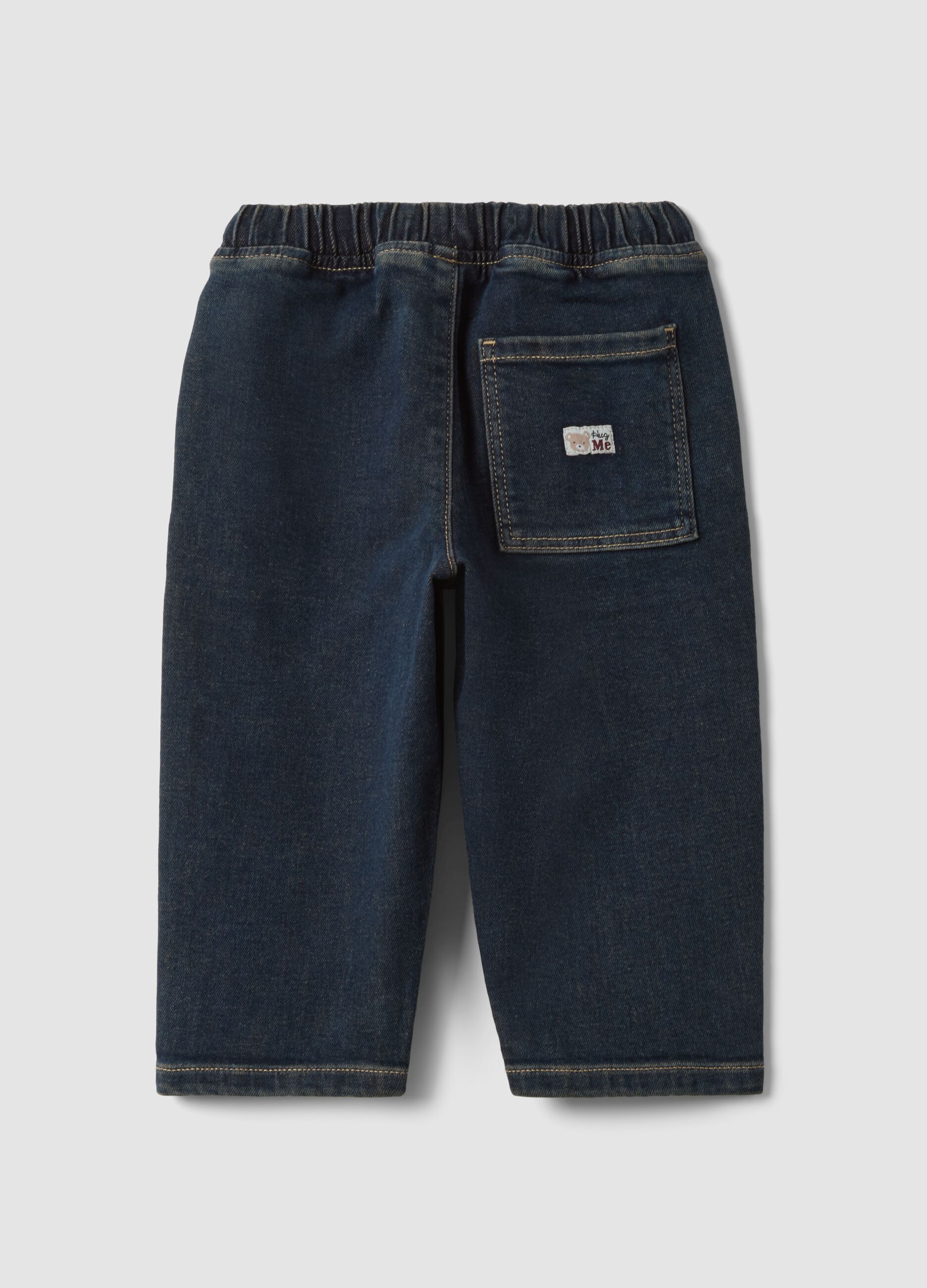 Blue stretch cotton balloon-fit trousers