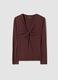 Brown stretch viscose slim-fit T-shirt with front ruching_4