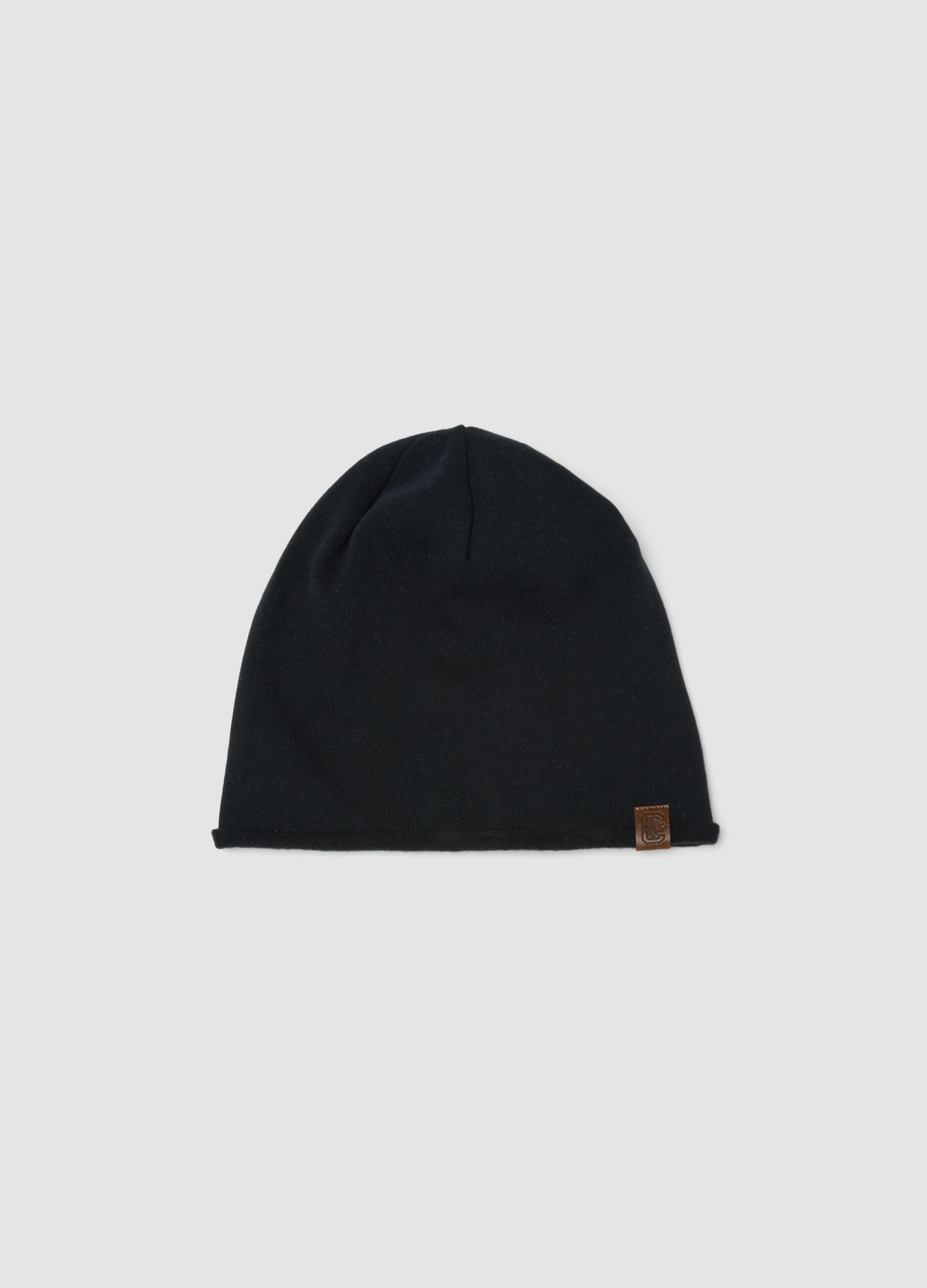 Black stretch cotton jersey knit hat for boys