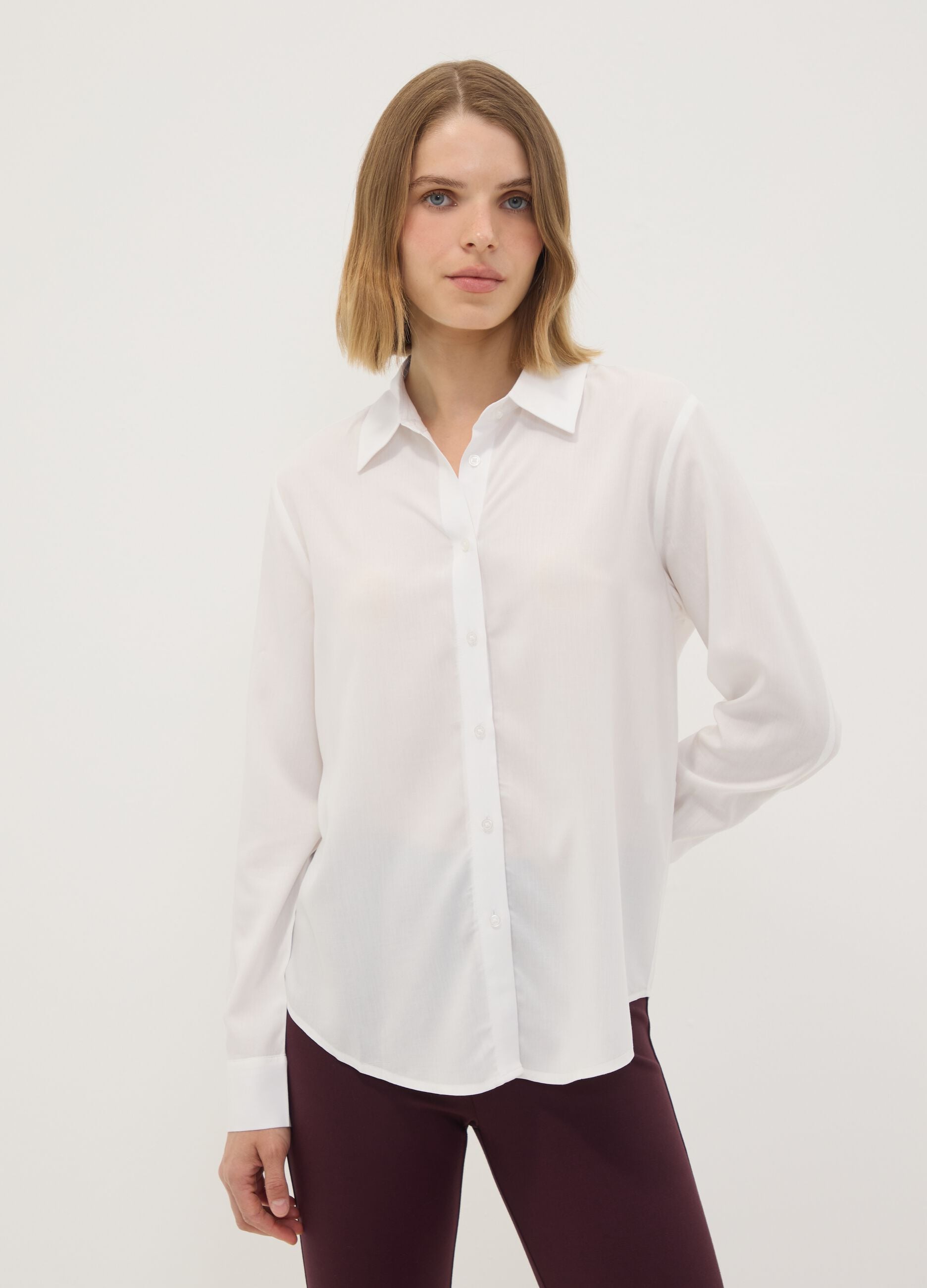 White pure viscose regular-fit shirt