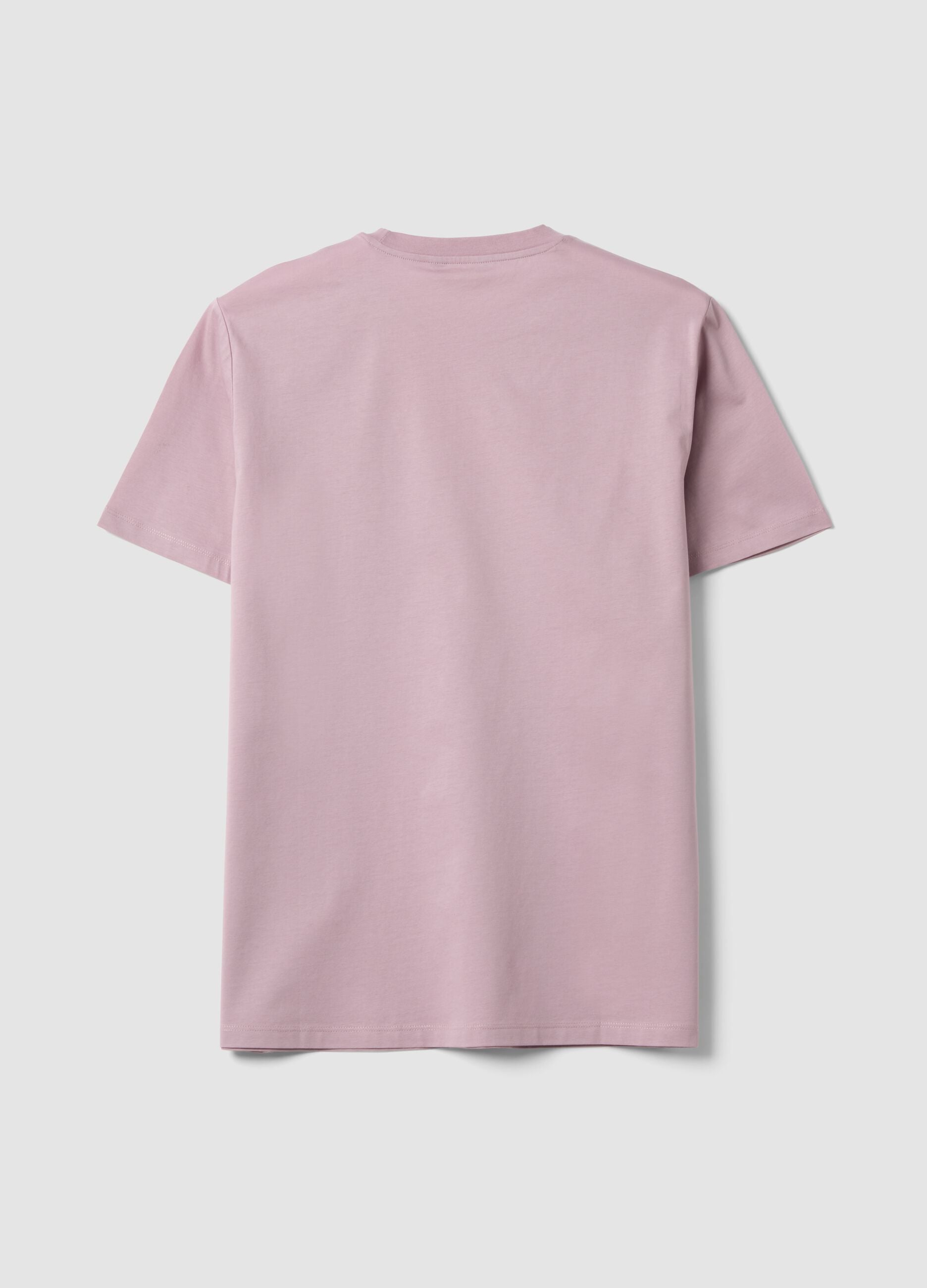 Purple mercerised pure cotton regular-fit crew-neck T-shirt