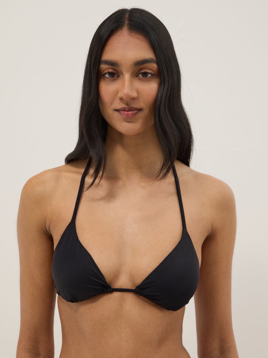 Top bikini a triangolo nero in tessuto elasticizzato_2