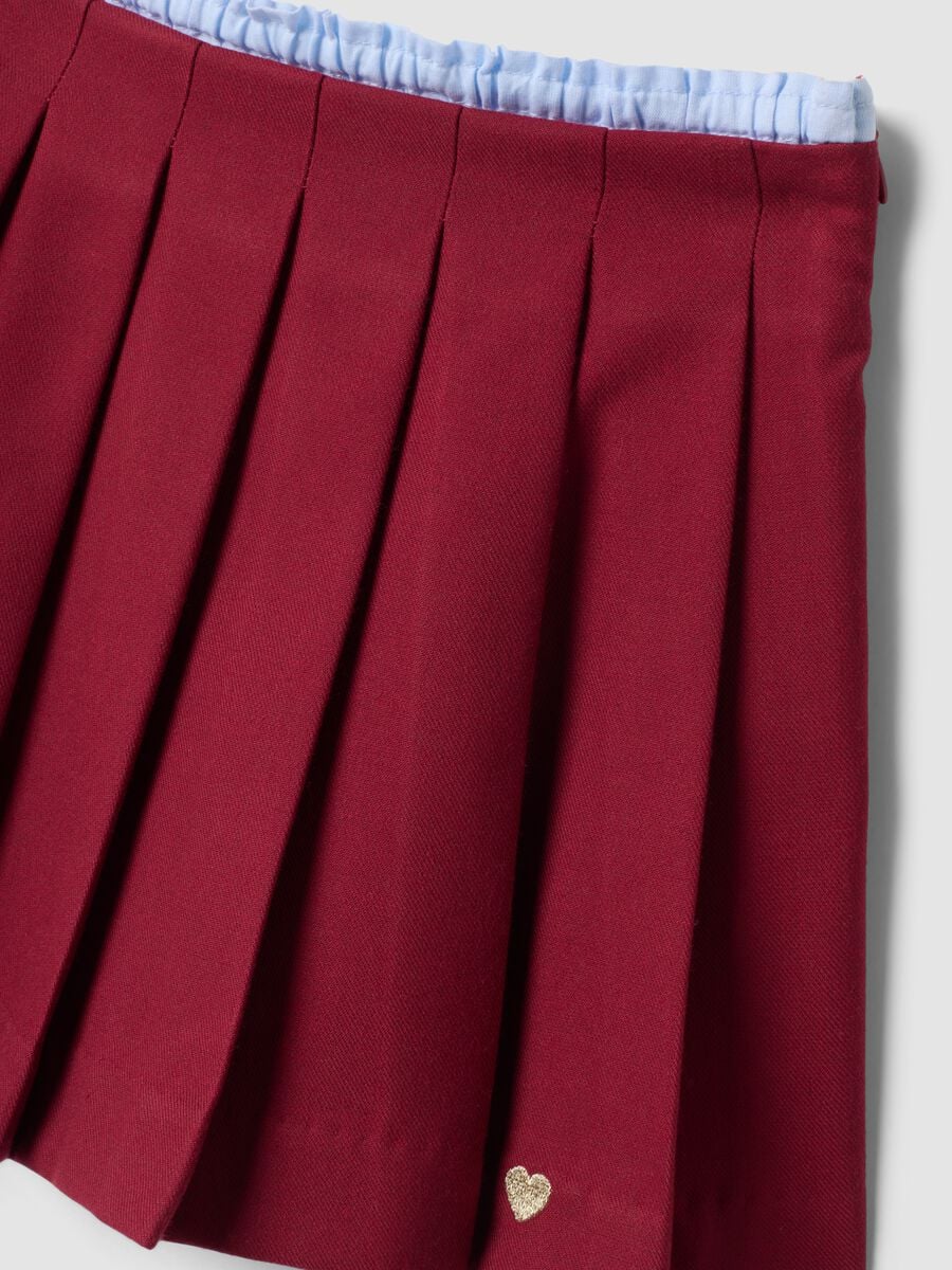 Girls&rsquo; red pleated skirt in stretch viscose_3