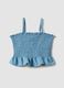 Sky-blue pure cotton top with ruching_3