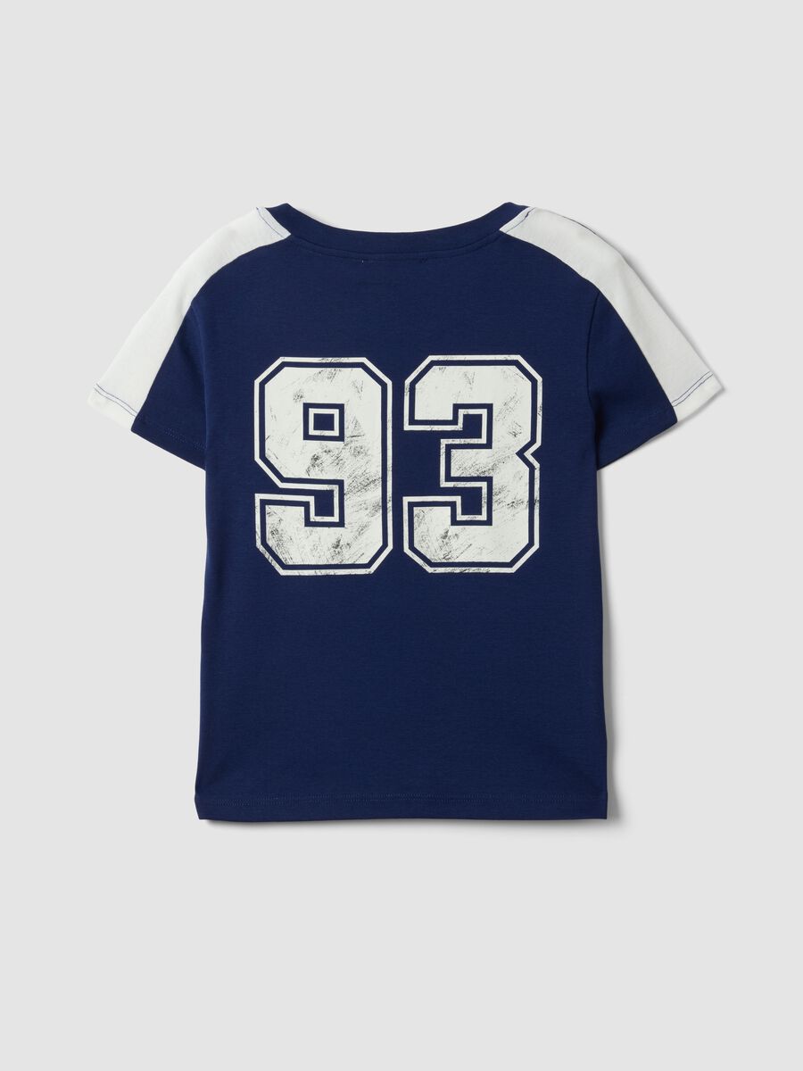 T-shirt blu in puro cotone con girocollo e stampa New York City_1