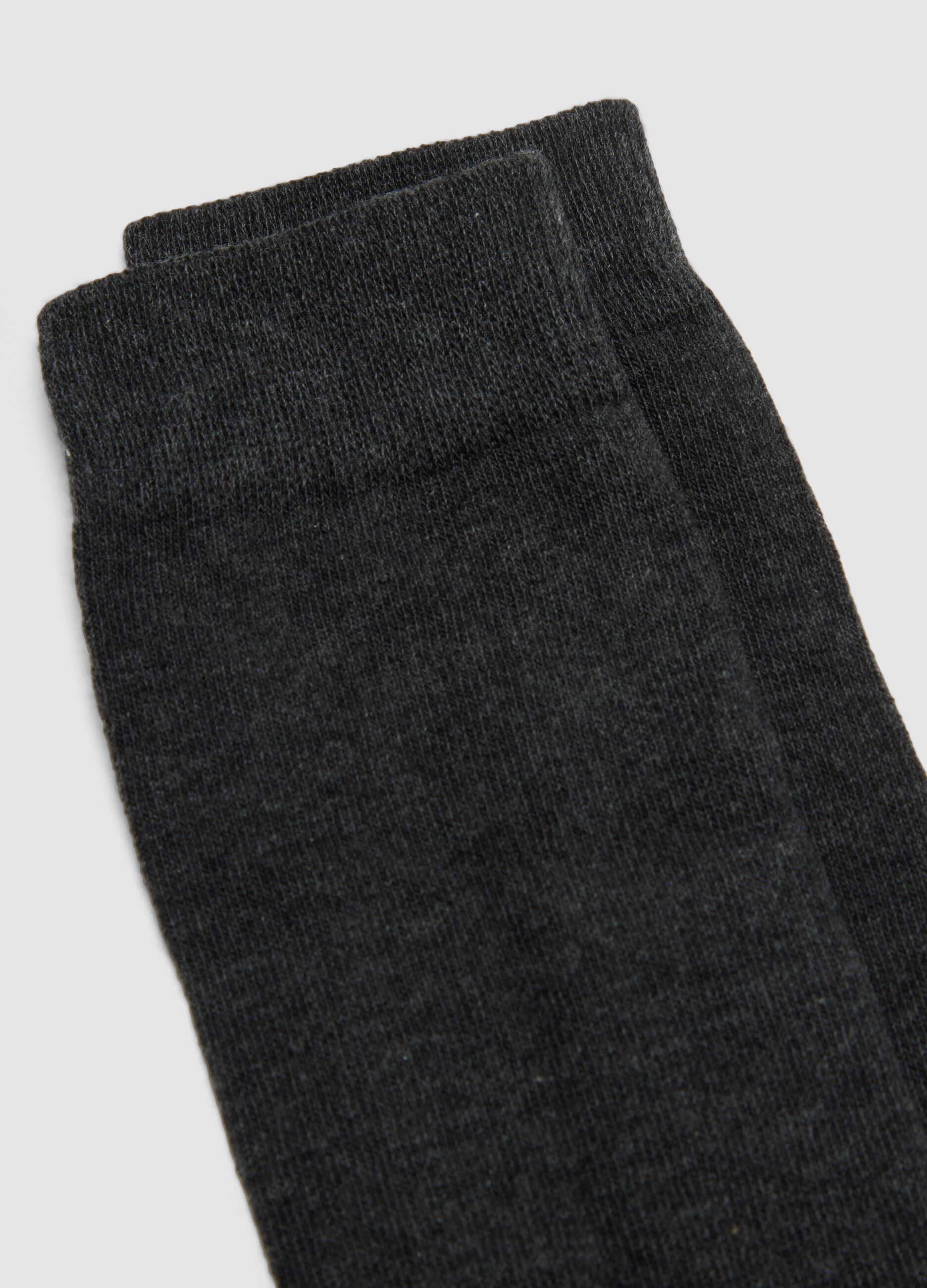 Five-pack of grey mid-calf socks in stretch organic cotton