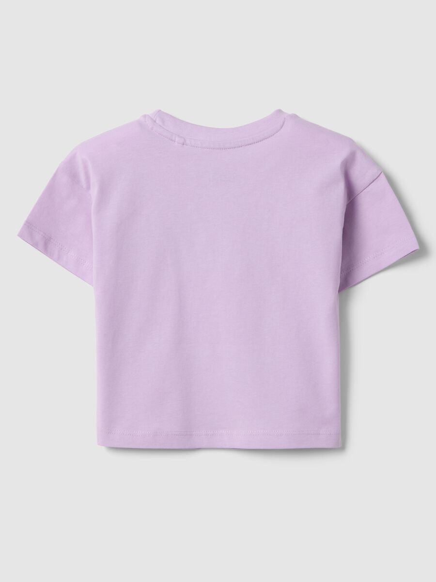 Girls' boxy fit purple pure cotton t-shirt with star_1