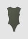 Green stretch jersey bodysuit with ruching, regular fit_6