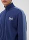 Navy full-zip cotton-blend hoodie with logo_2