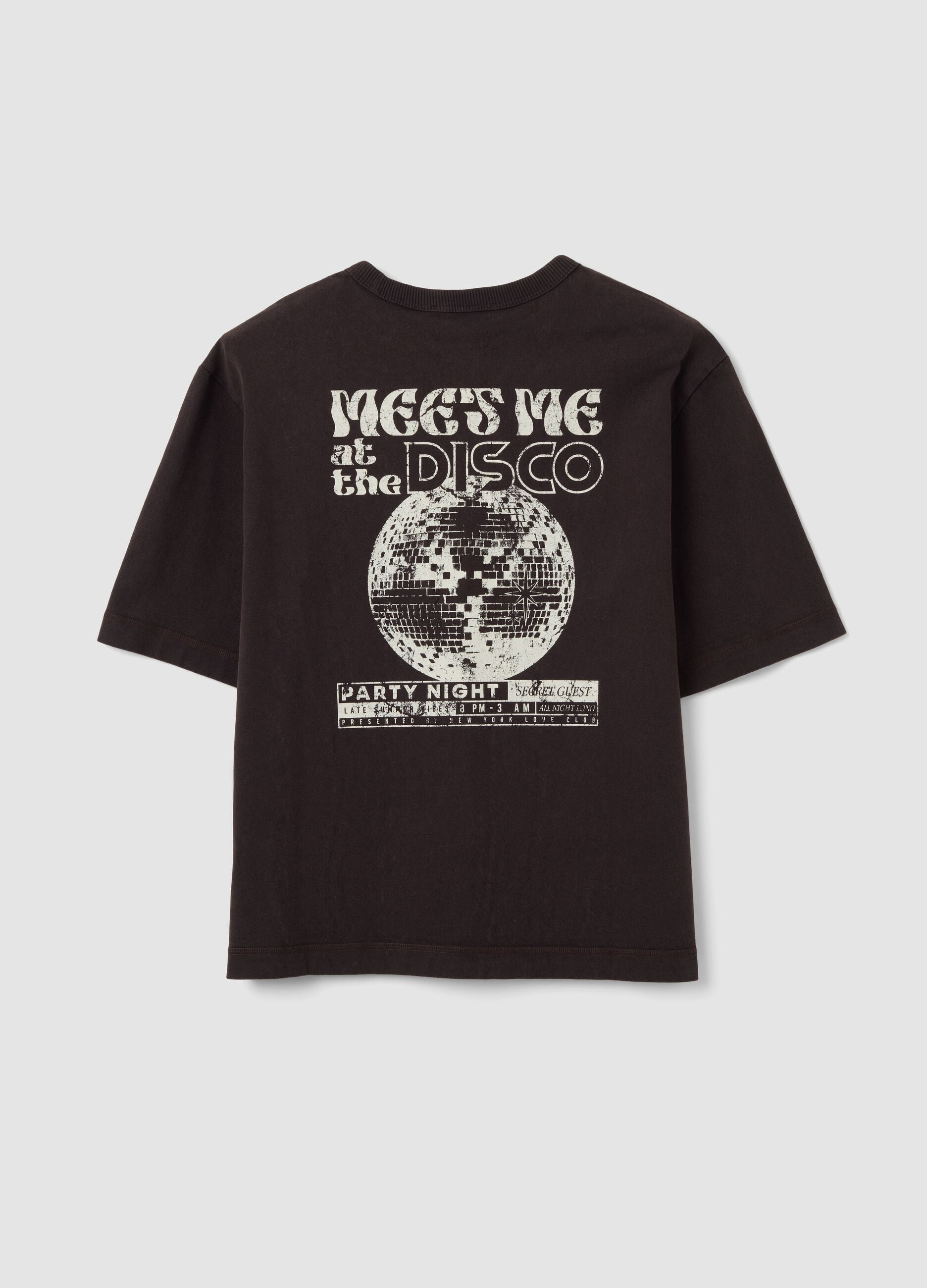 Grey pure cotton oversized T-shirt with chest slogan