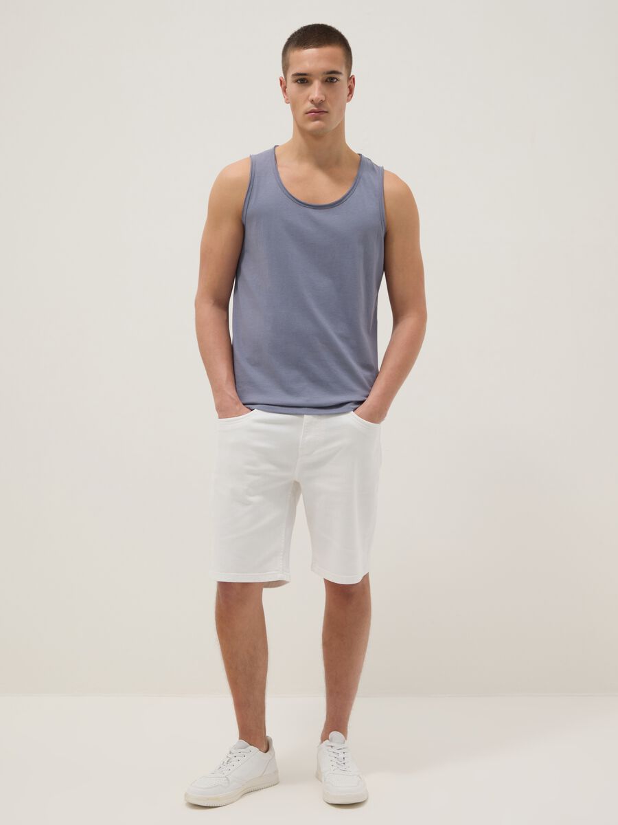 Blue pure cotton vest top_1