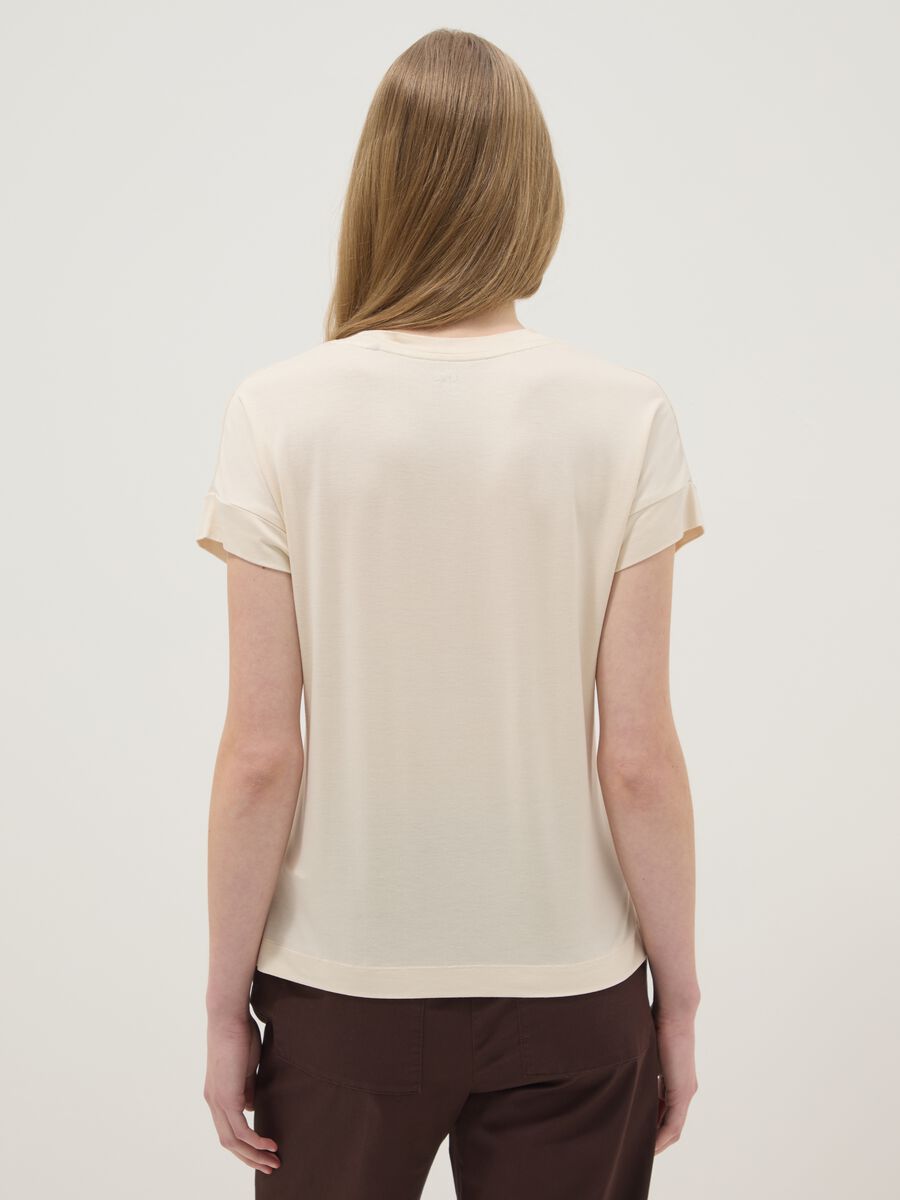 Beige short-sleeve stretch viscose T-shirt_2