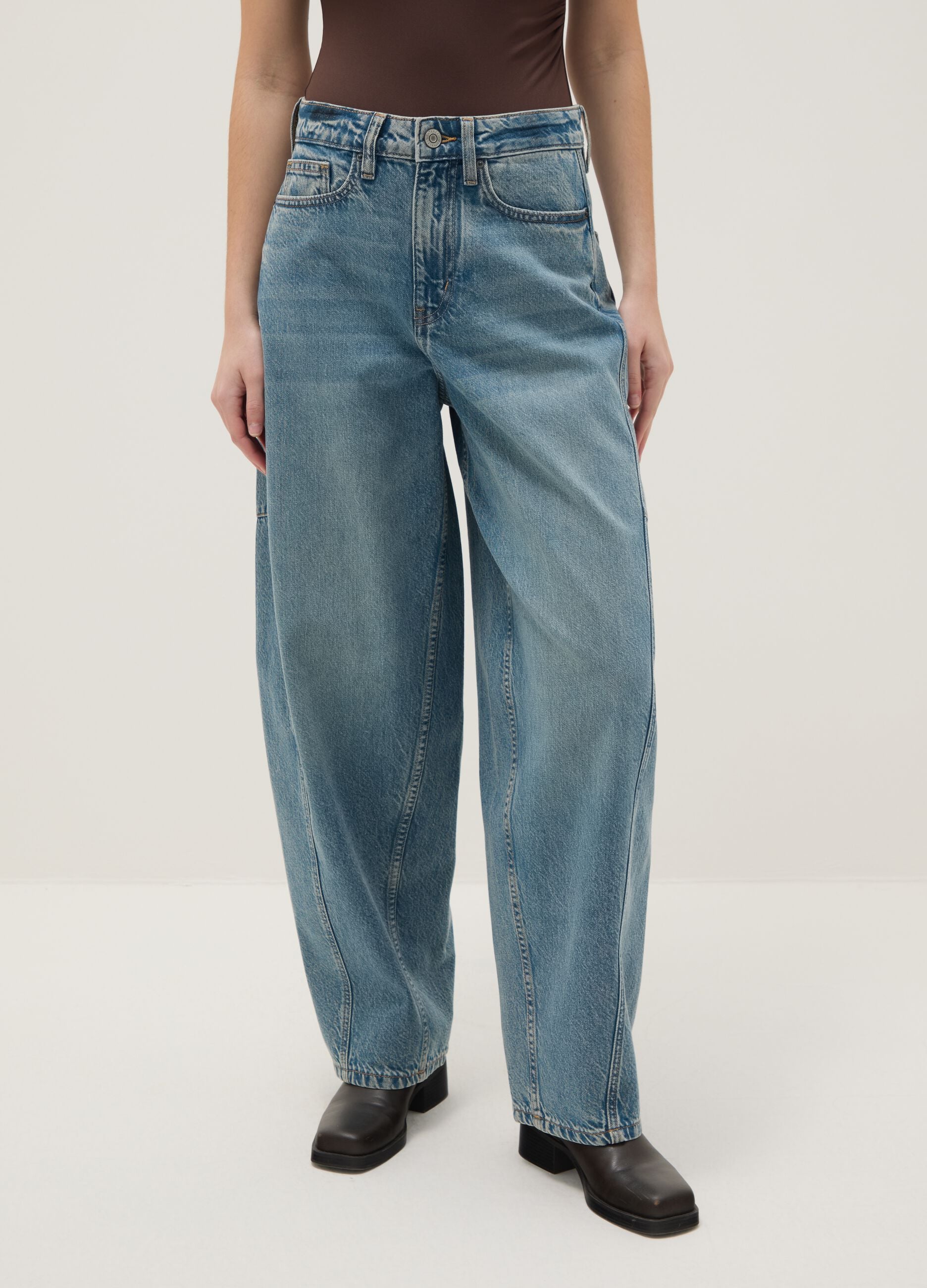 Pure Cotton Blue Regular Fit Skater Jeans