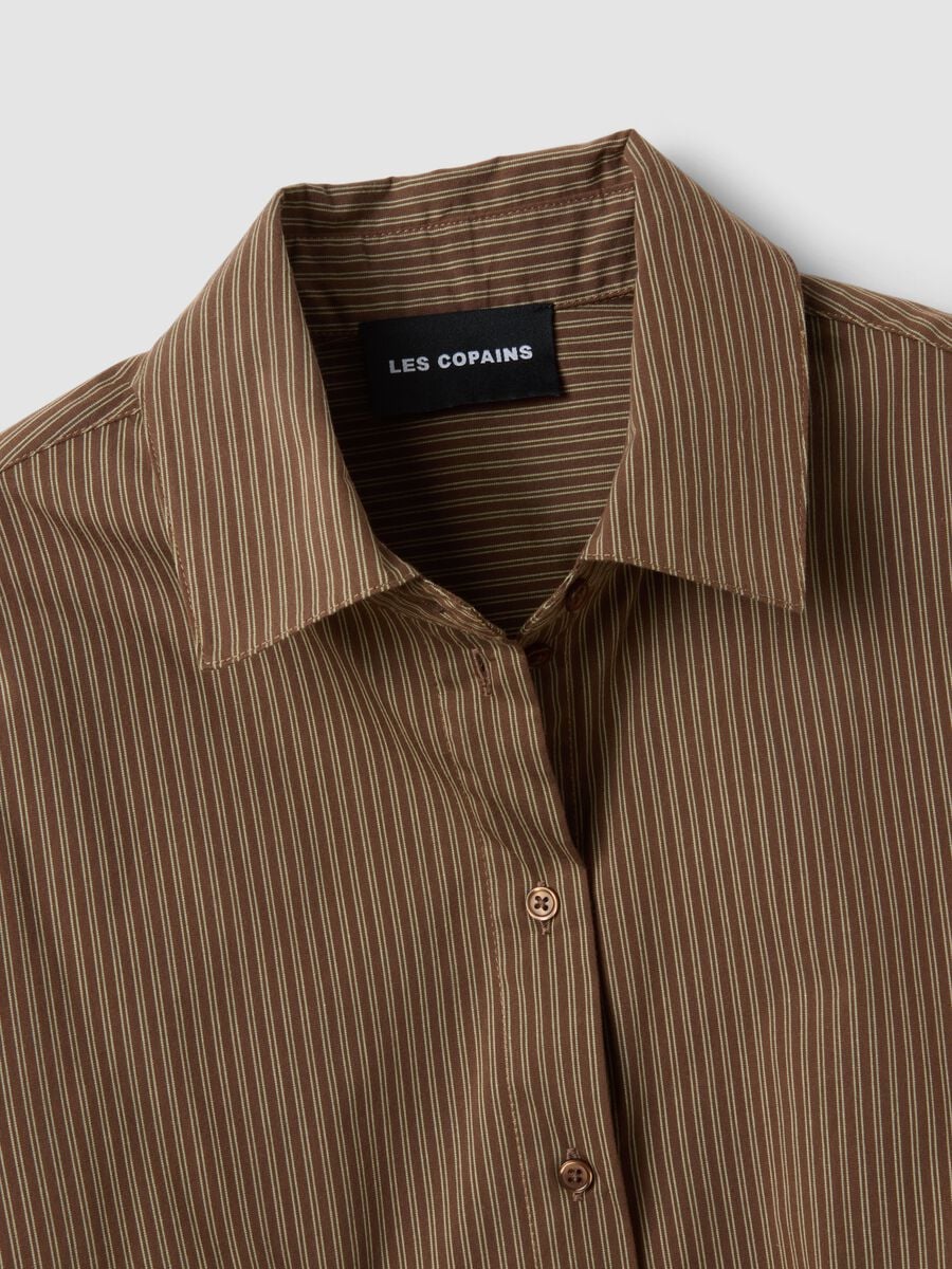 Brown striped stretch-cotton shirt with matching tie_5