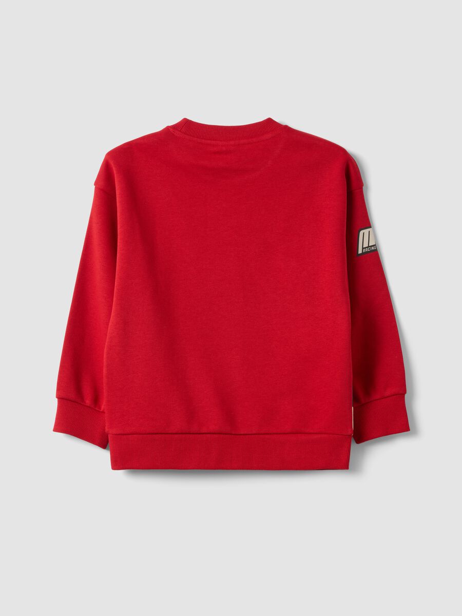 Red cotton-blend crew-neck sweatshirt with Mickey & Friends print_1