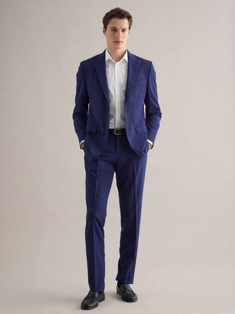 Giacca blu slim fit con revers a lancia_1