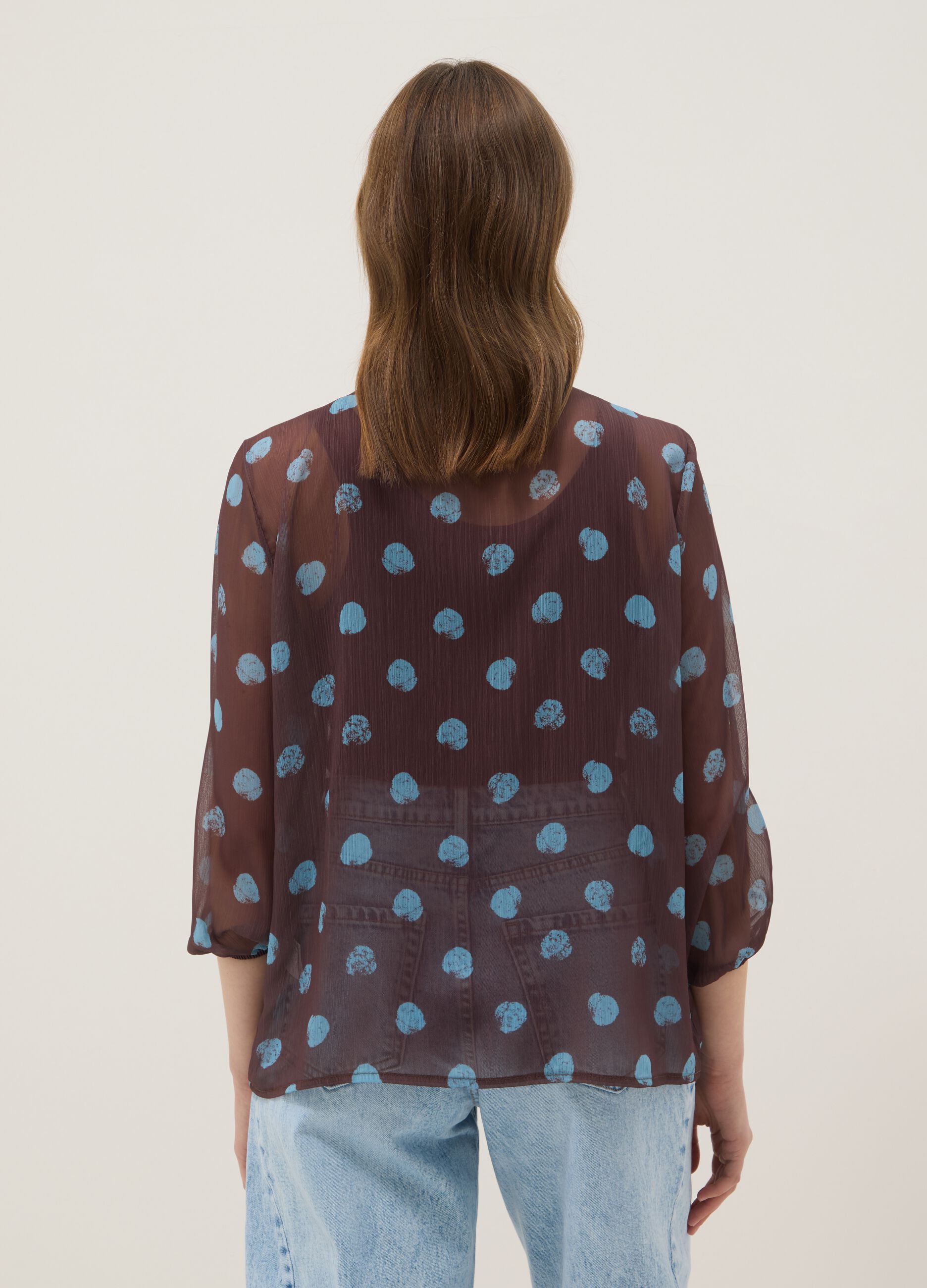 Multicolour long sleeve polka dot blouse regular fit