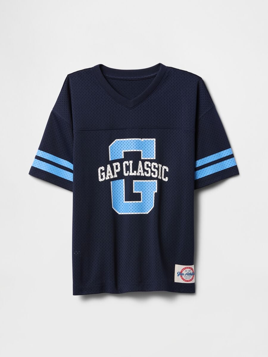 Blue sports jersey with logo and light blue accents_3