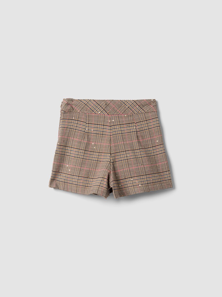 Girls&rsquo; brown checked stretch viscose skort_1