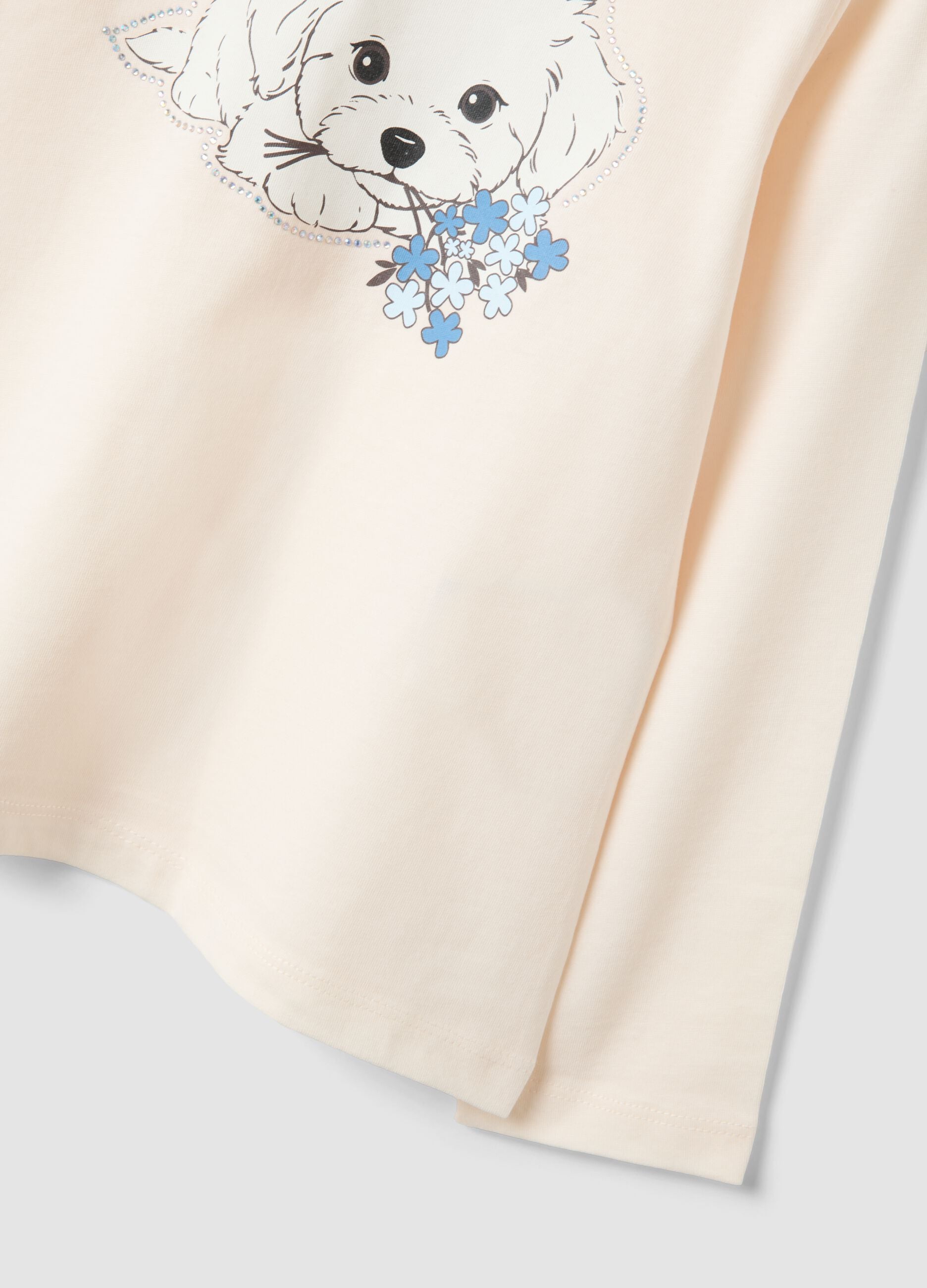 Beige organic cotton crew-neck T-shirt