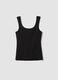 Black fitted stretch-cotton tank top_5