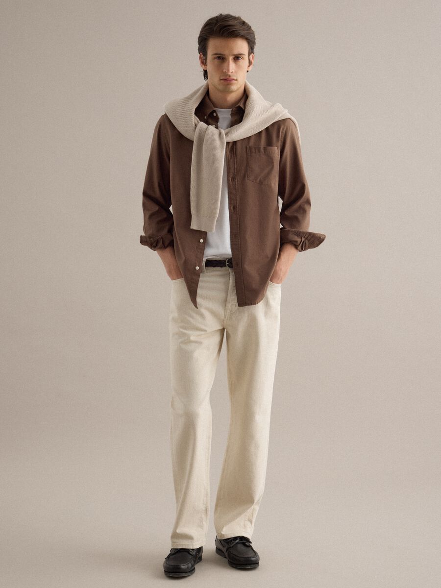 Brown shirt in pure cotton regular fit_2